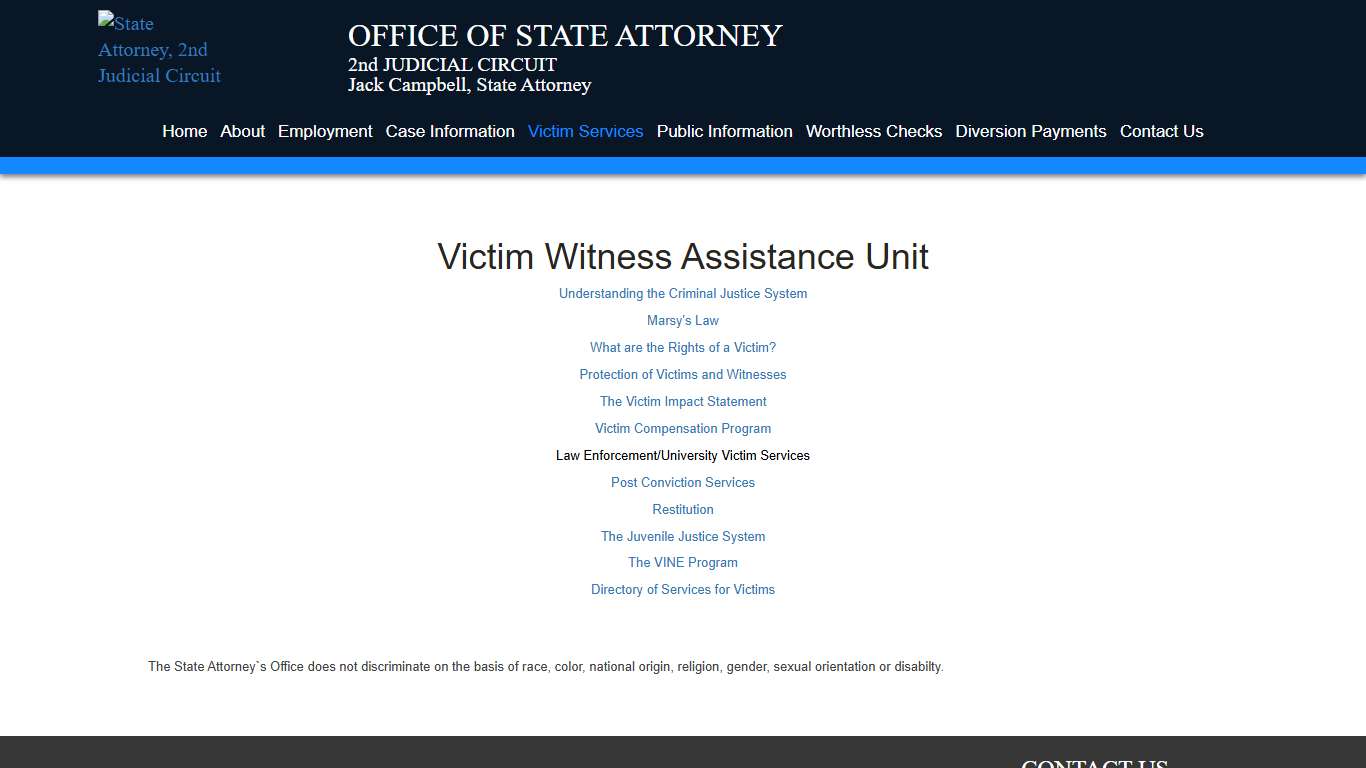State Attorney, 2nd Judicial Circuit > Victim Services > Services